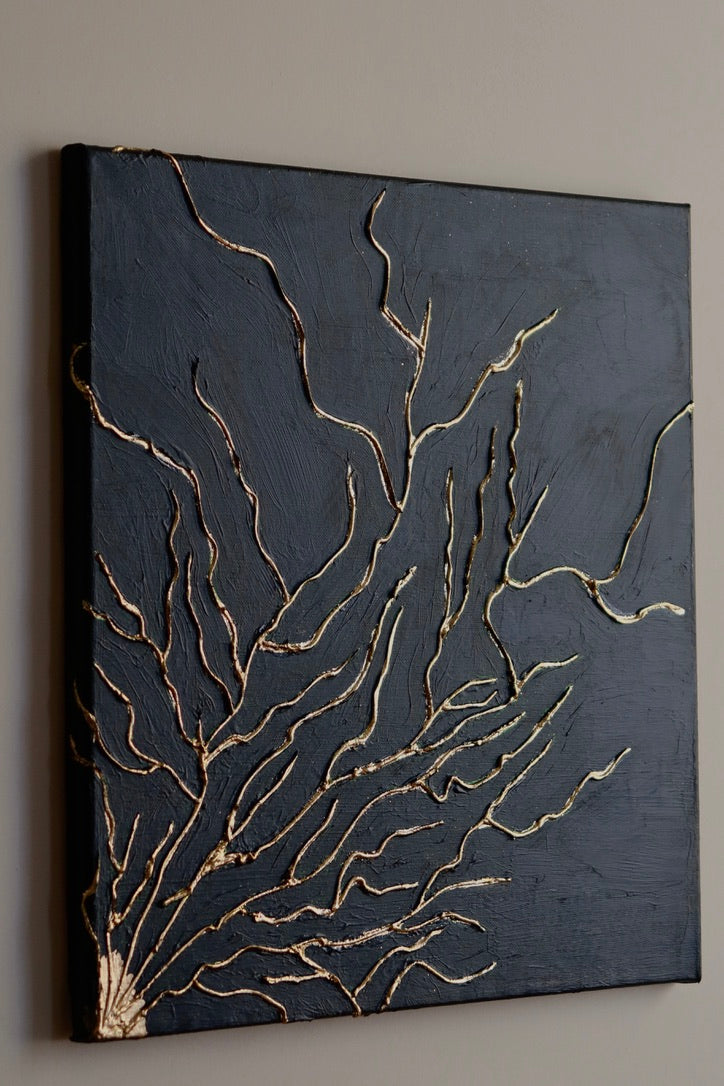 TEXTURED ART ON CANVAS "GOLD FOREST"