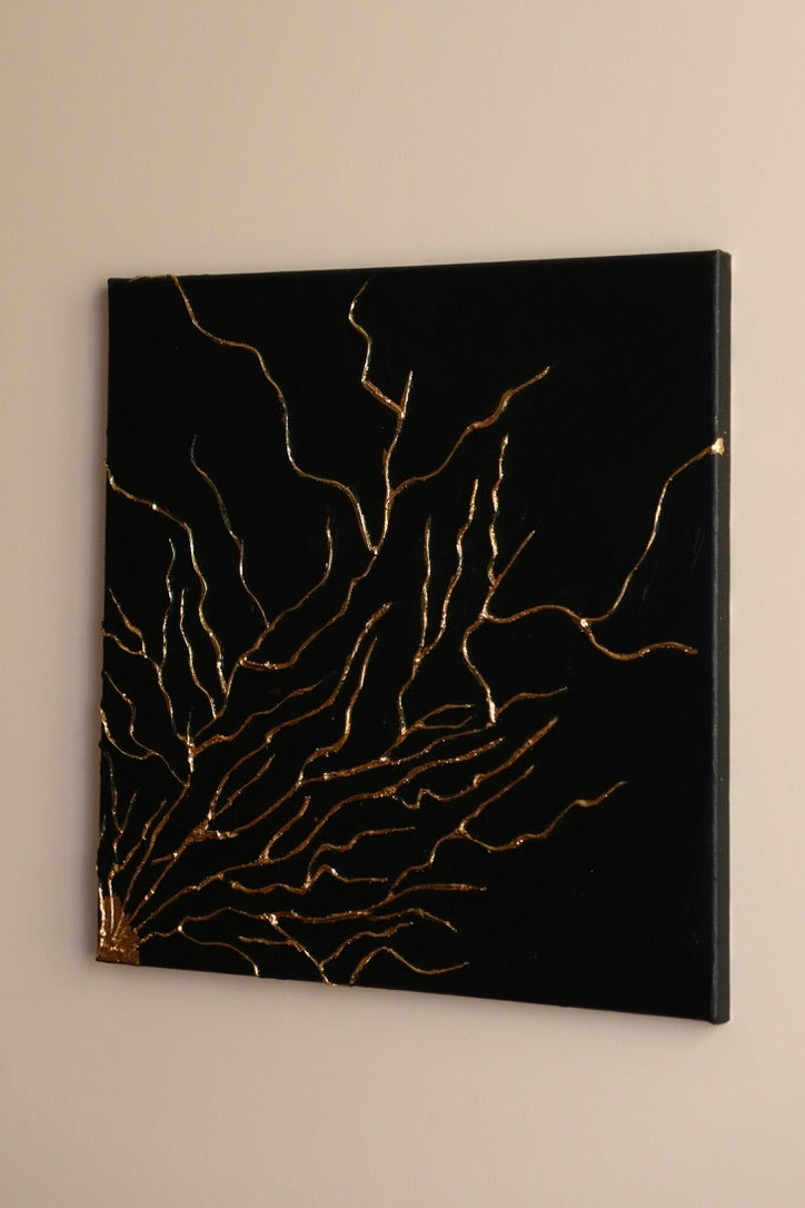TEXTURED ART ON CANVAS "GOLD FOREST"