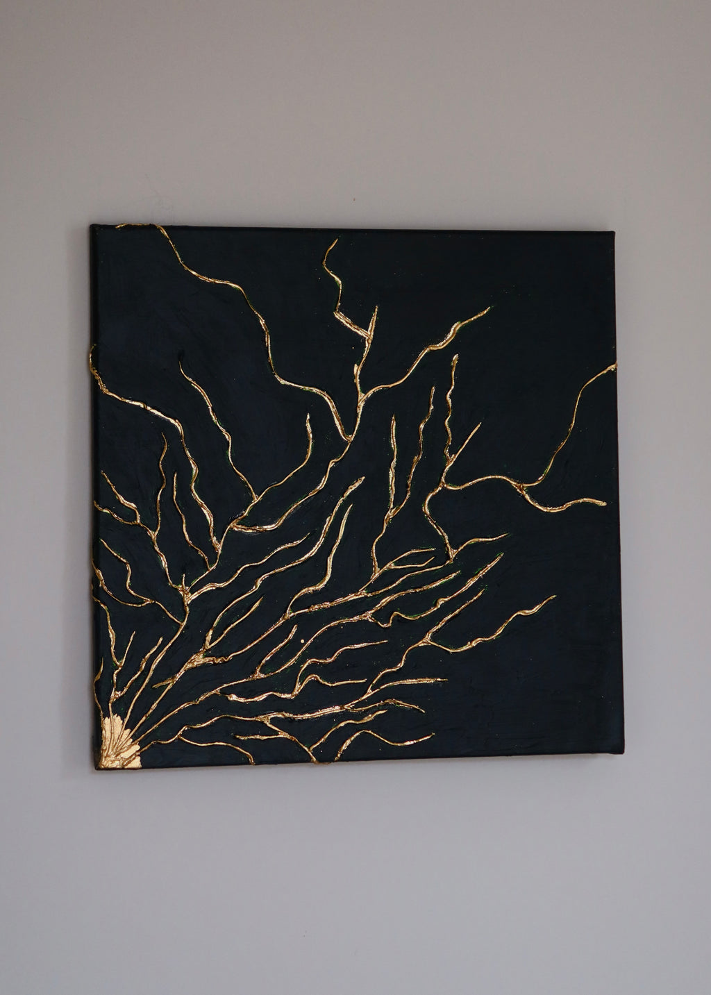 TEXTURED ART ON CANVAS "GOLD FOREST"