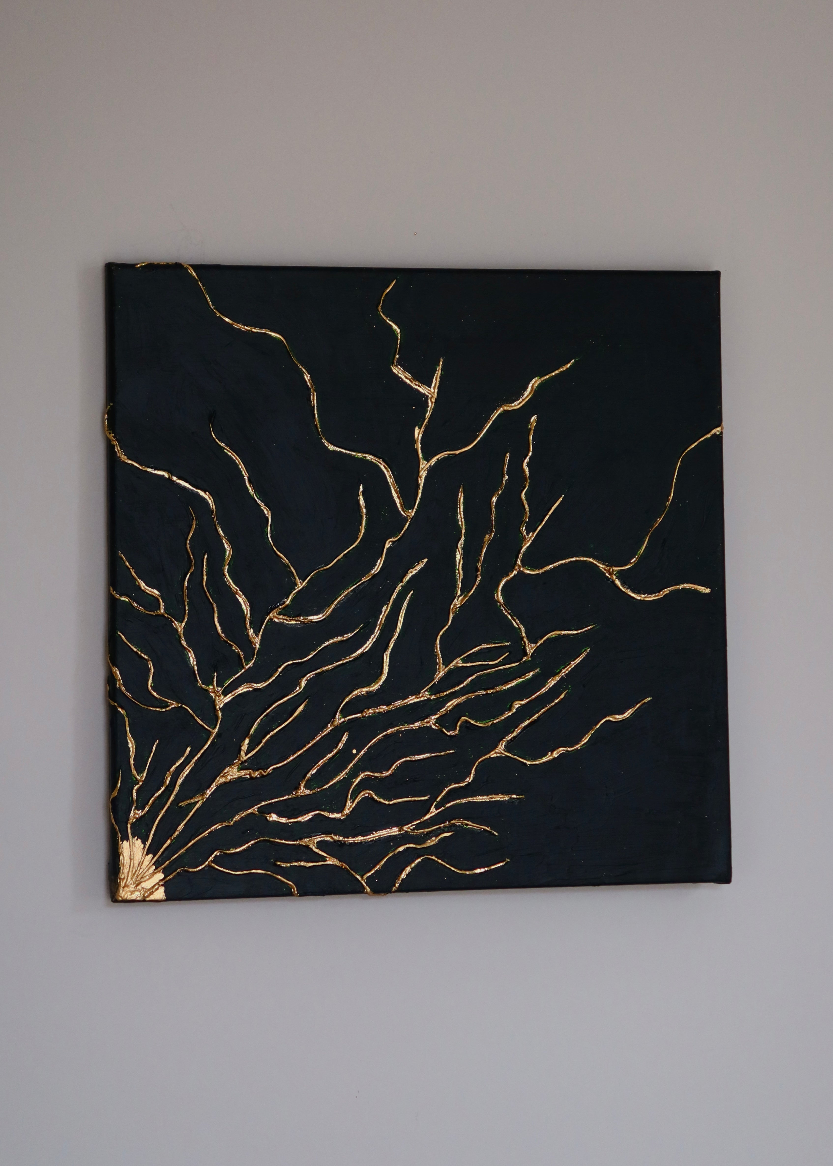 TEXTURED ART ON CANVAS "GOLD FOREST"